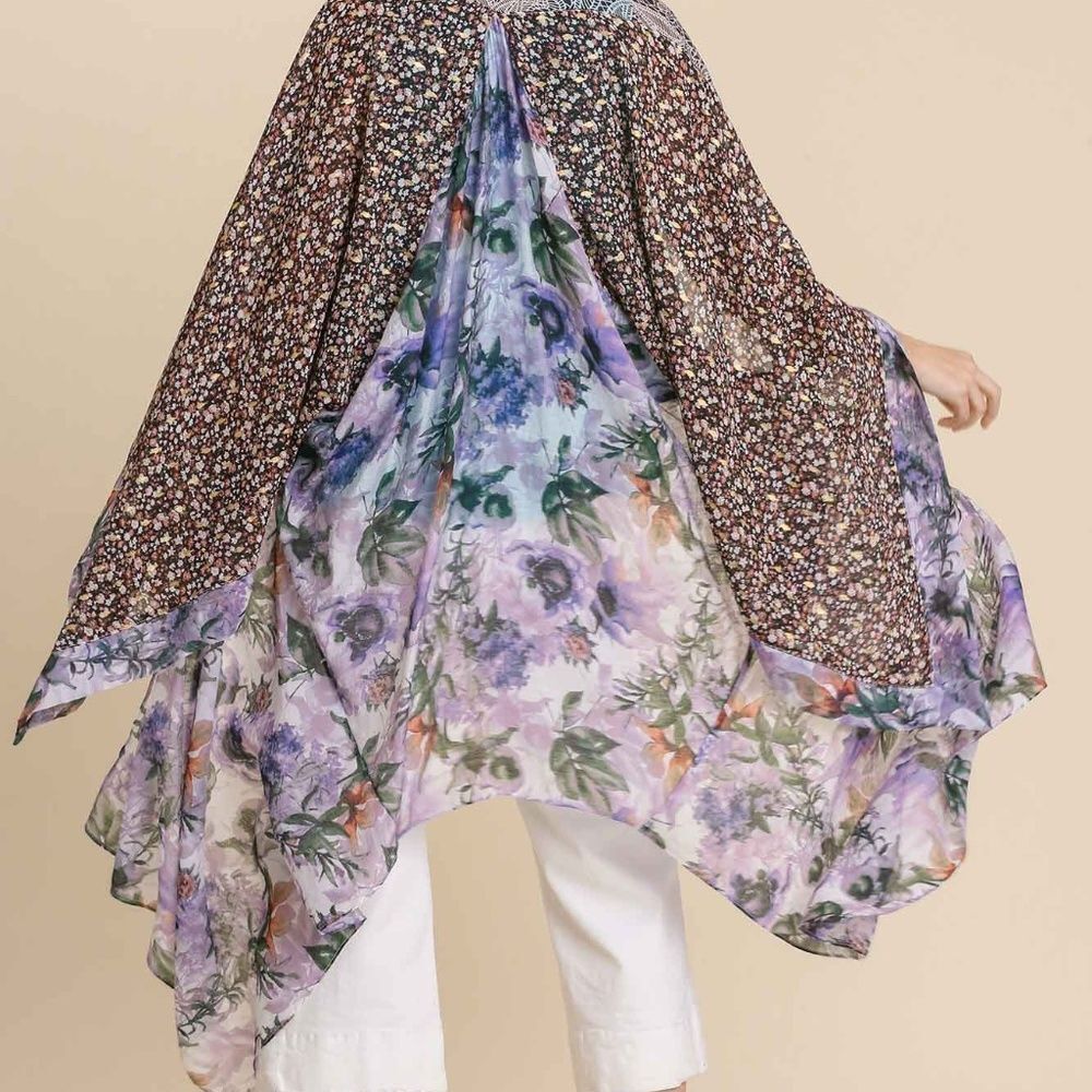 Umgee NWT Lavender Boho Ditsy Floral Kimono Boutique Gypsy Kimono Duster S M L